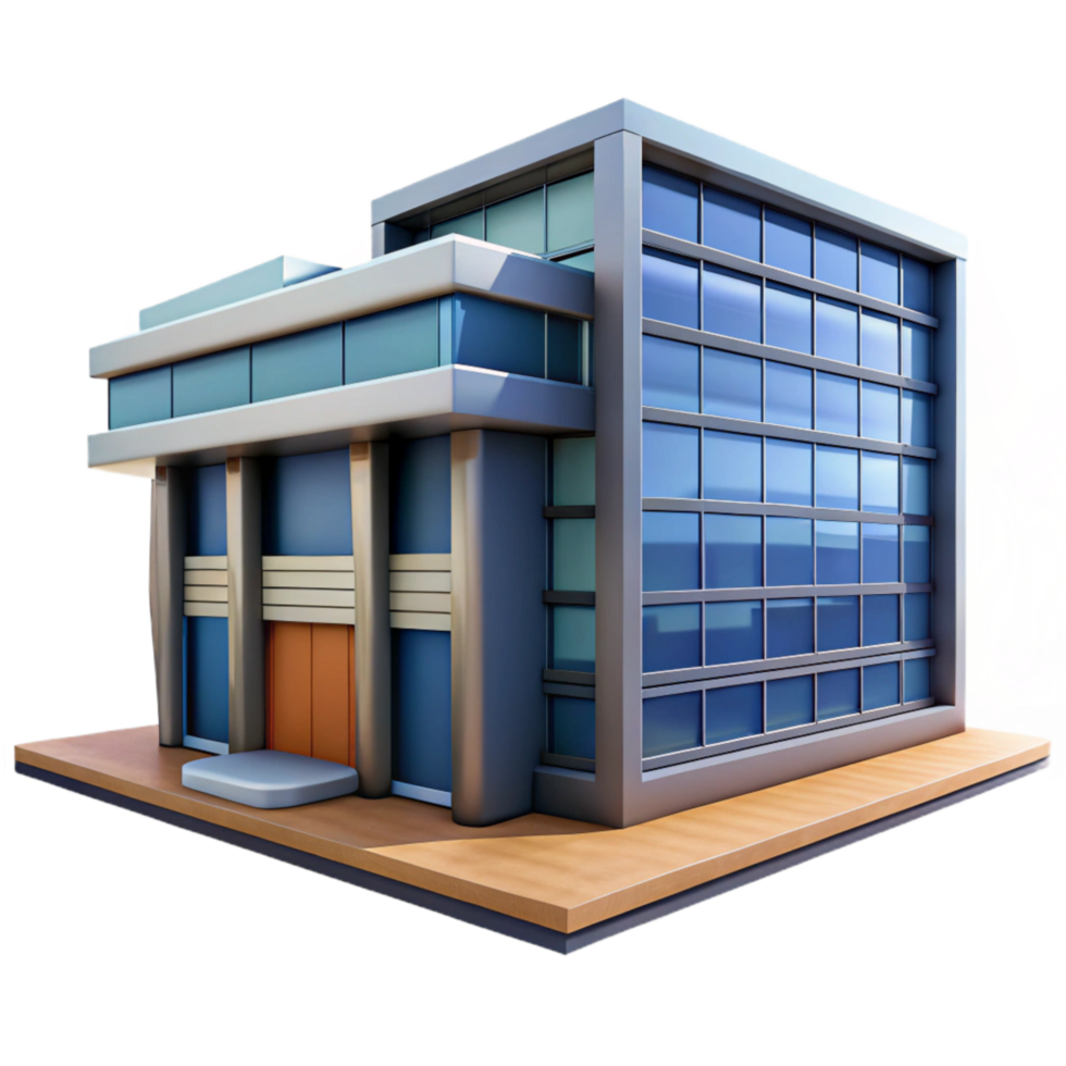 stunning contemporary Modern Office Building Exterior Isolated on Transparent Background high resolution png