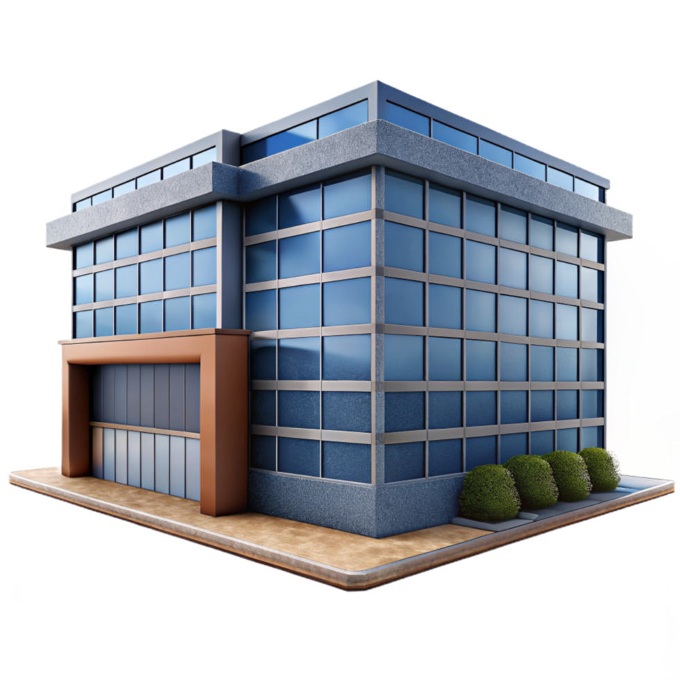 elegant abstract Modern Office Building Exterior Isolated on Transparent Background high quality png