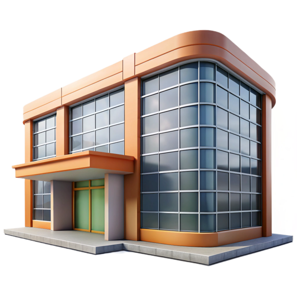 serene minimalist Modern Office Building Front View Transparent Background premium png