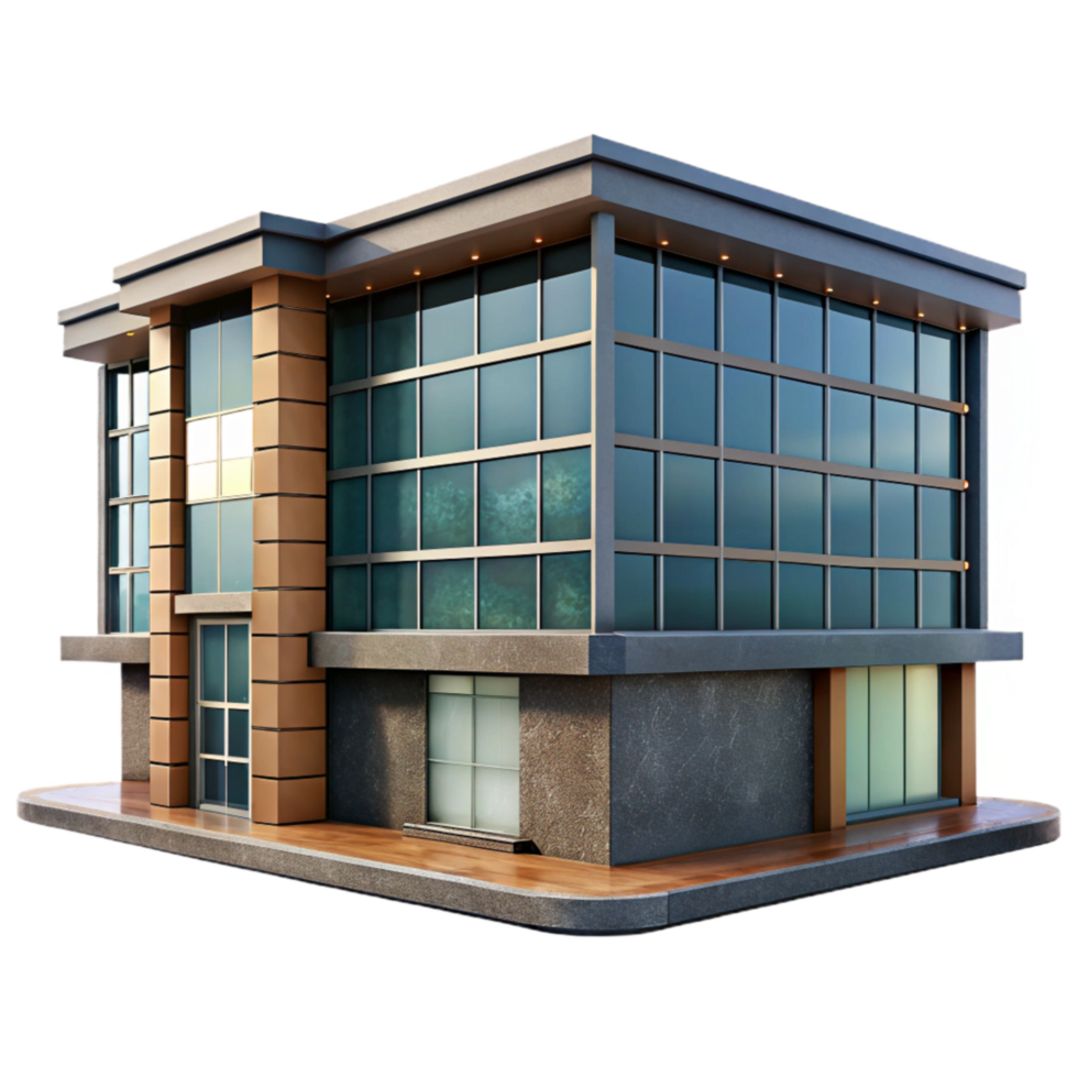 magnificent vintage Modern Office Building Front View Transparent Background professional png