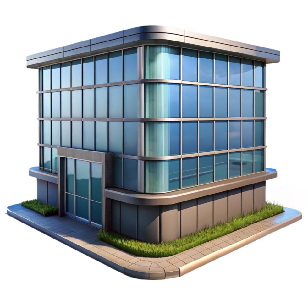 extraordinary artistic Modern Office Building Glass Facade Isolated png
