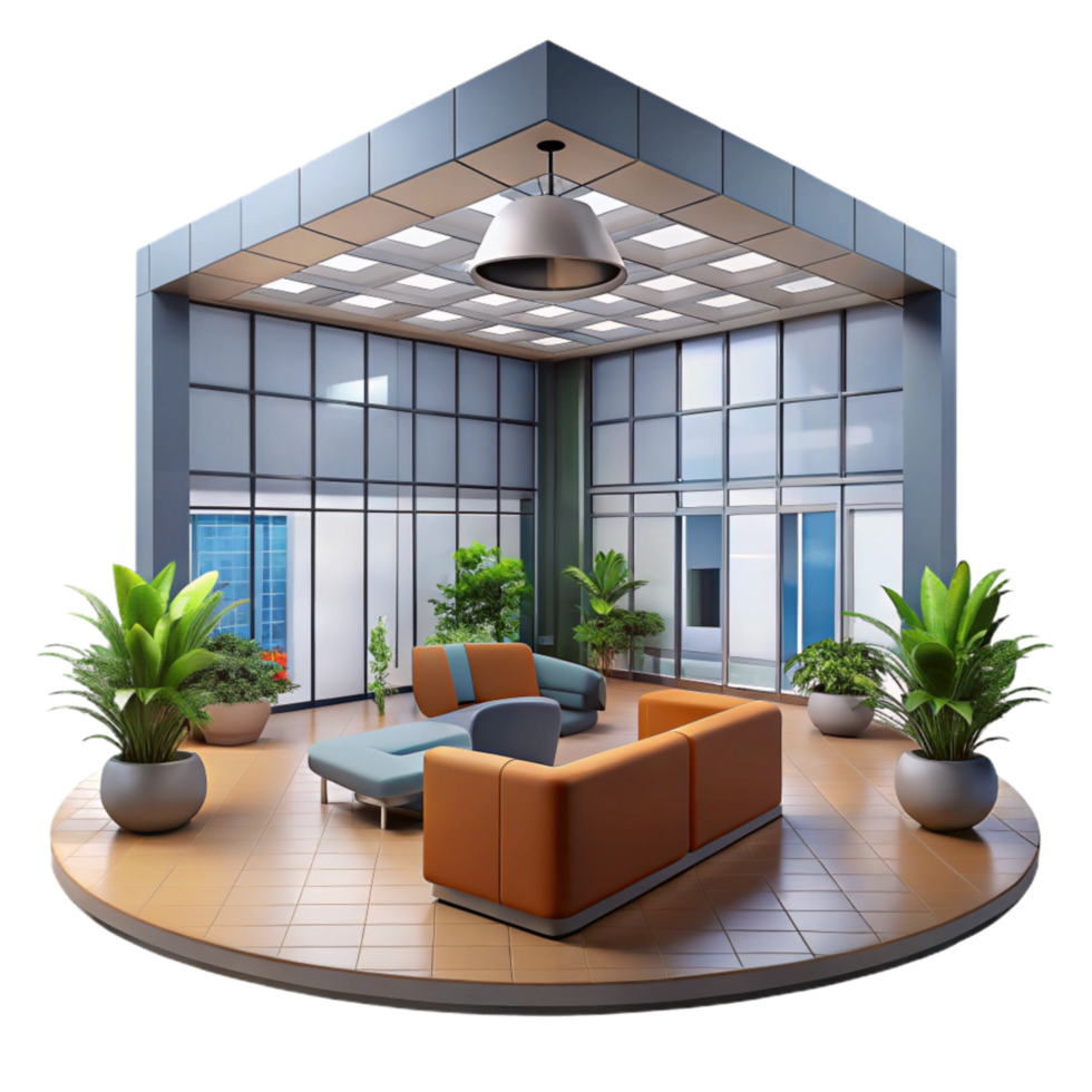 dramatic classic Modern Office Building Lobby Interior Isolated high quality png