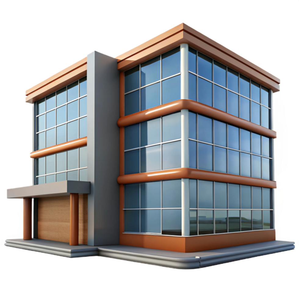beautiful rustic Modern Office Building Side View Transparent Background professional png