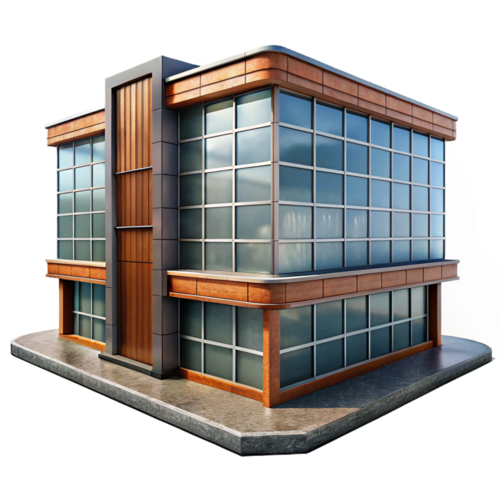 impressive vintage Modern Office Building Side View Transparent Background exclusive png