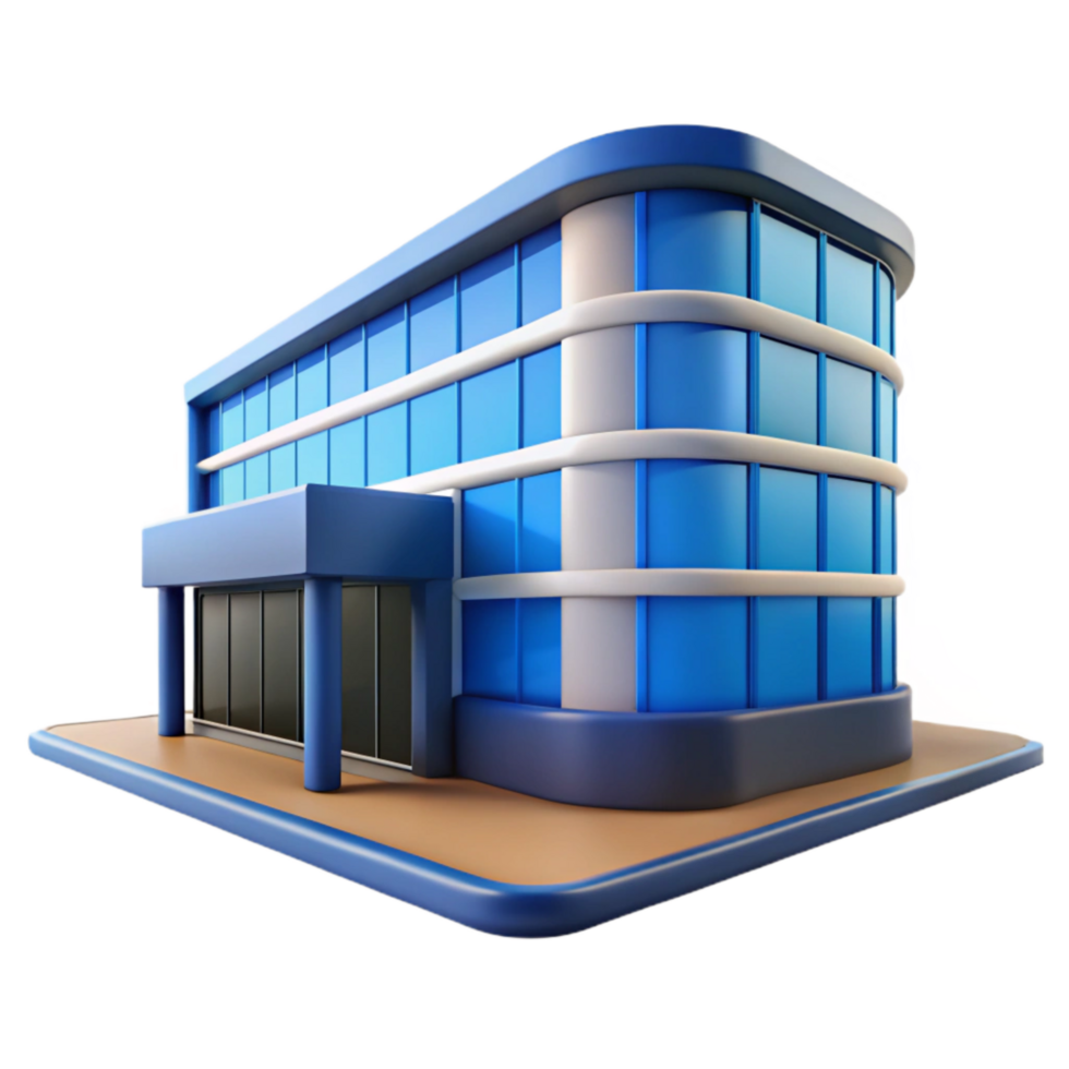 vibrant rustic Modern Office Building with Glass Facade Cutout Element professional png