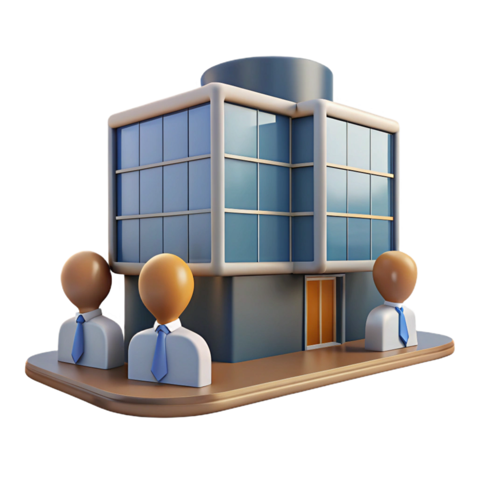 serene vintage Modern Office Building with Glass Facade Cutout Element high quality png