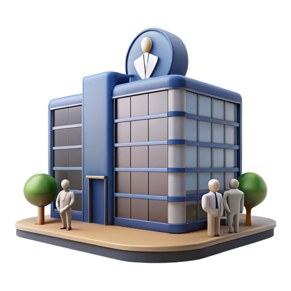beautiful abstract Modern Office Building with Glass Facade Cutout Element original png