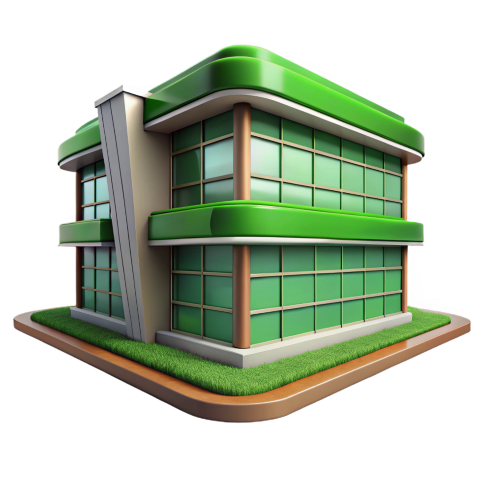 impressive rustic Modern Office Building with Glass Facade Cutout Element premium png