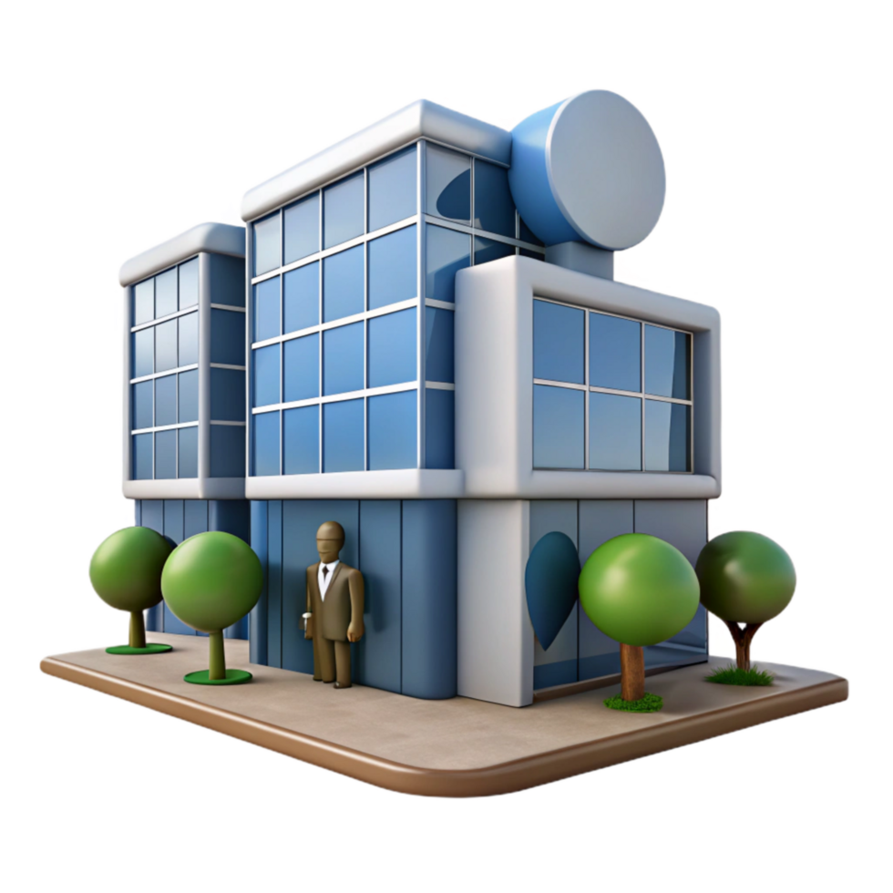 wonderful abstract Modern Office Building with Glass Facade Cutout Element professional png