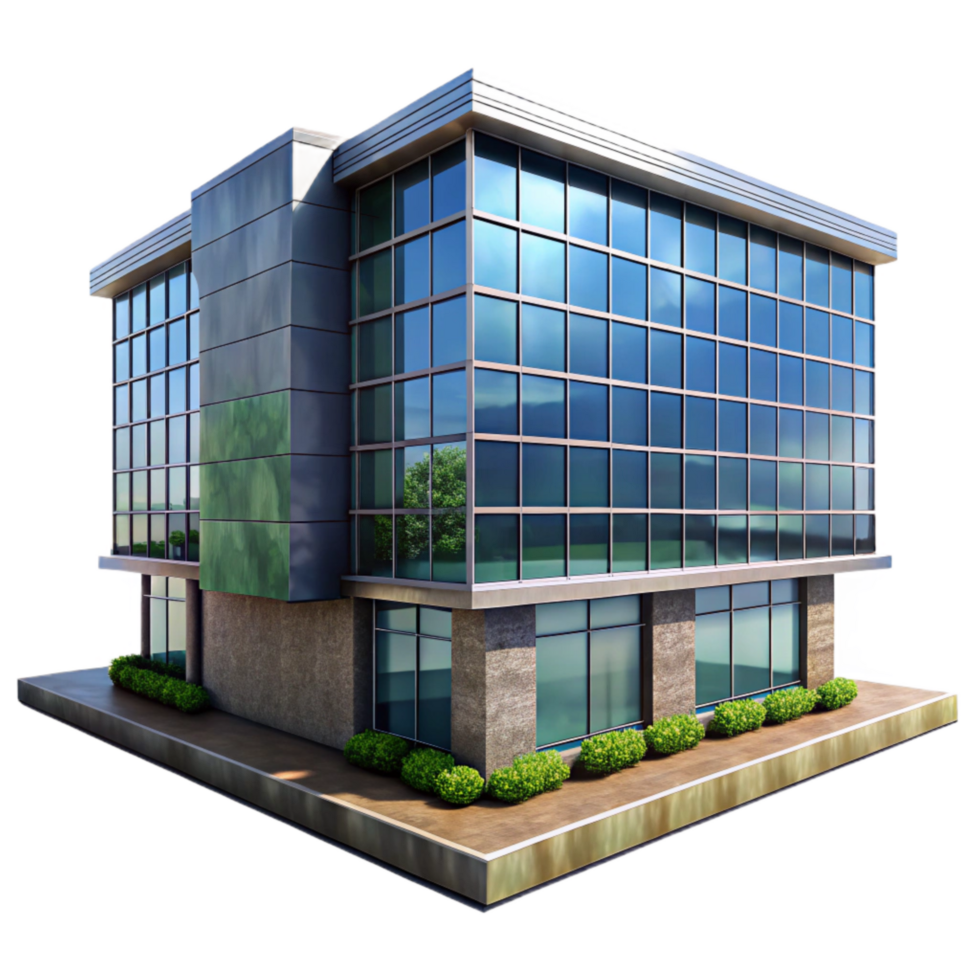 extraordinary vintage Modern Office Building with Glass Facade Cutout Element professional png