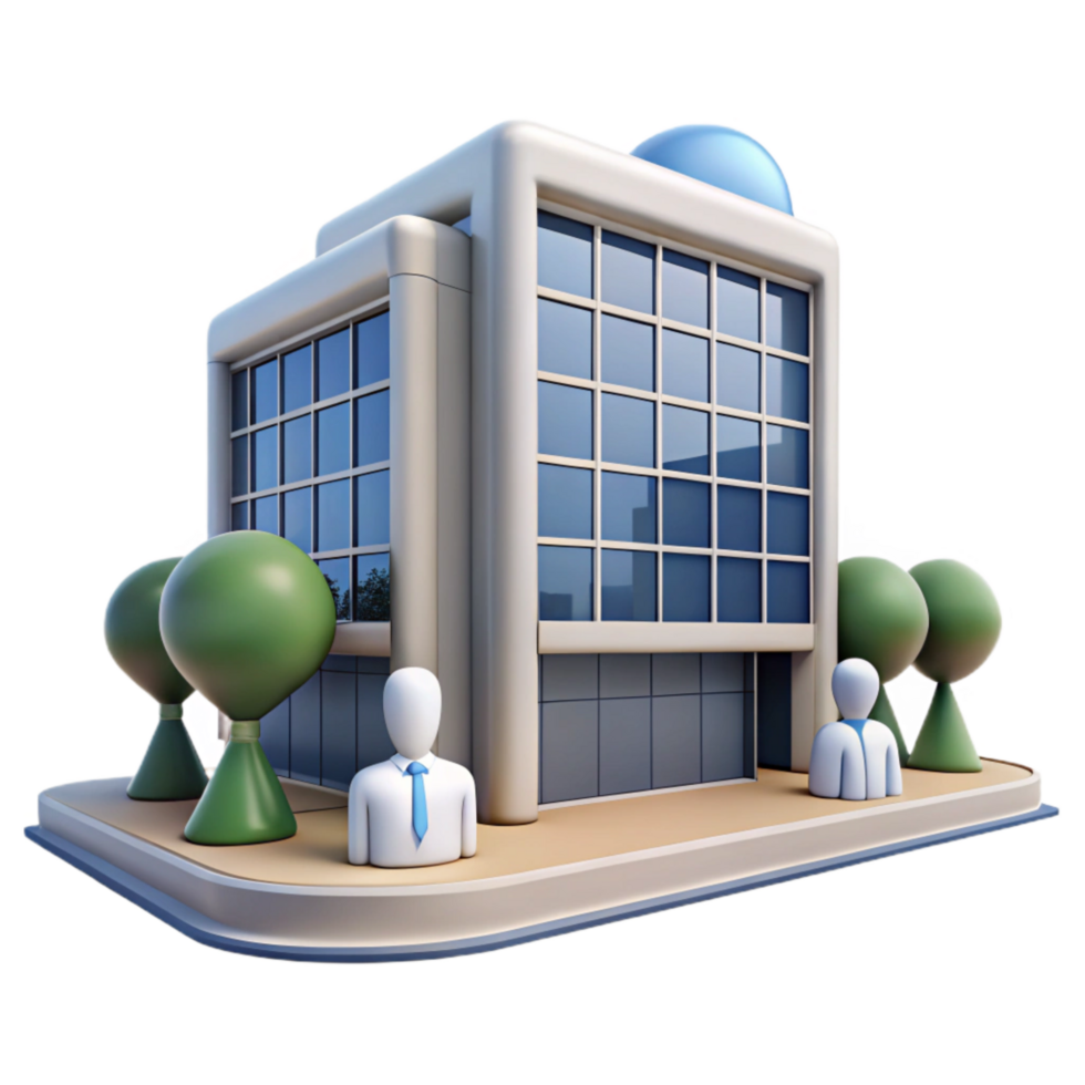 stunning traditional Modern Office Building with Glass Facade Cutout Element png