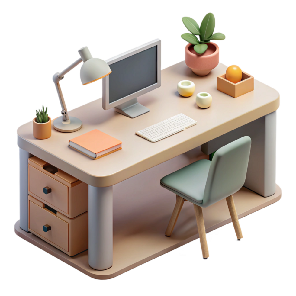 stunning rustic Modern Office Desk Minimalist Design Isolated original png