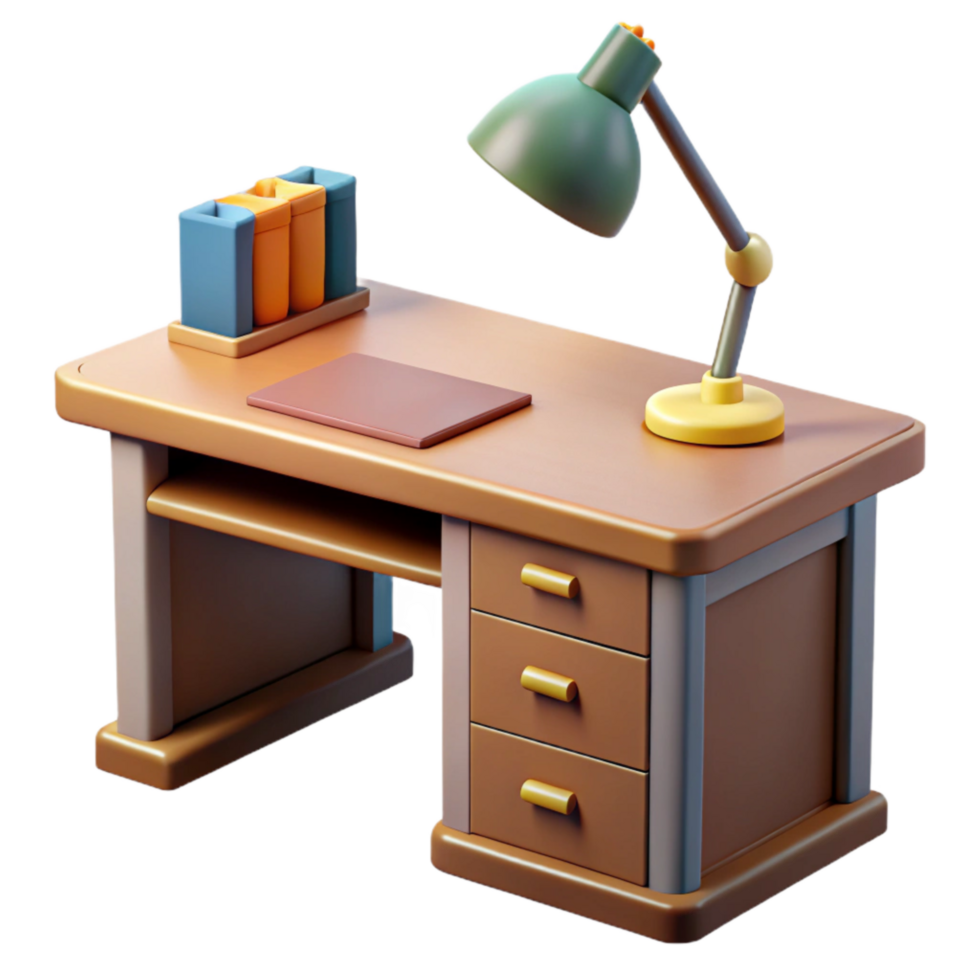 extraordinary rustic Modern Office Desk with Stationery Transparent Background professional png