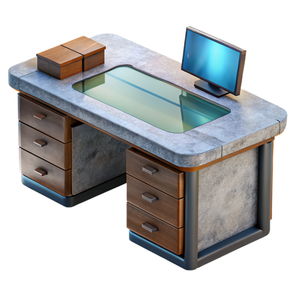 stunning classic Modern Office Desk with Stationery Transparent Background high resolution png
