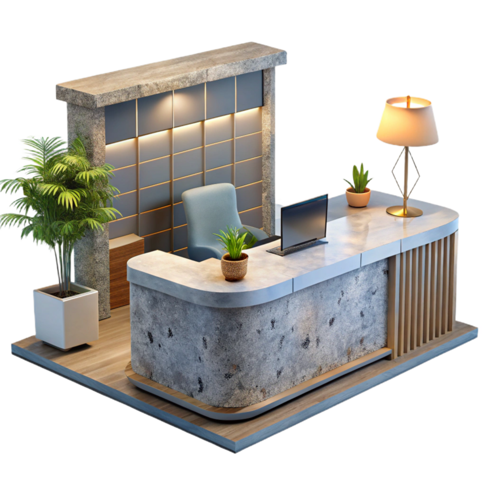 serene artistic Modern Office Interior Reception Area Isolated original png