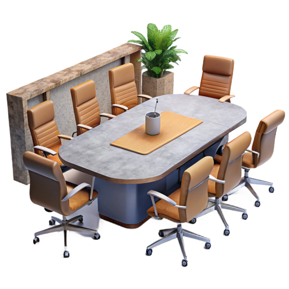 beautiful abstract Modern Office Interior with Plants Cutout Element premium png