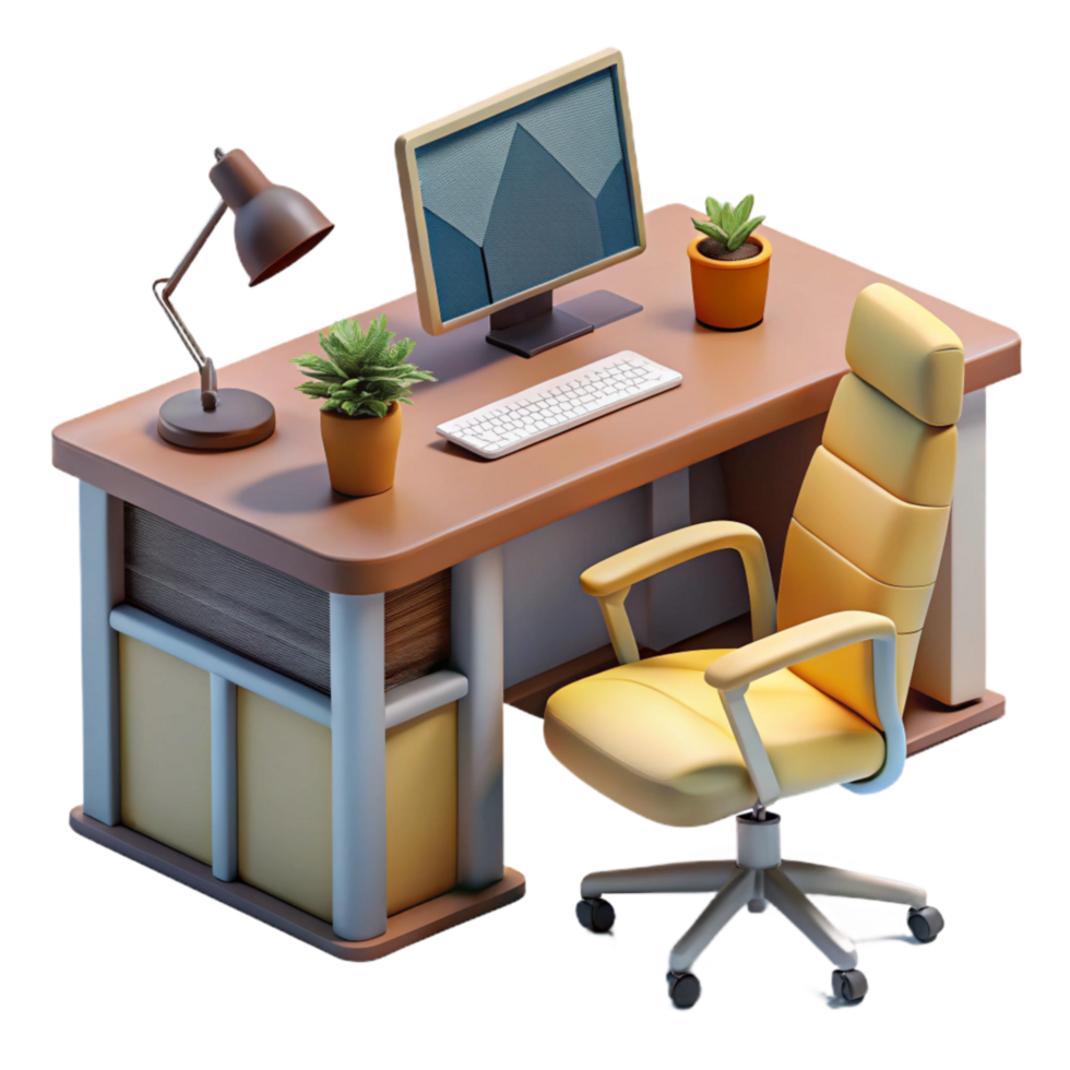 beautiful artistic Modern Office Interior with Plants Cutout Element authentic png