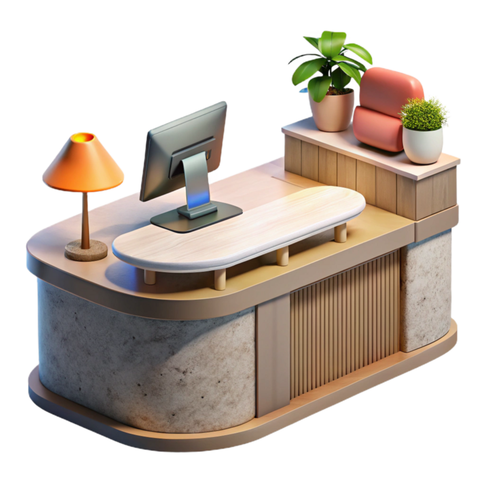 extraordinary vintage Modern Office Interior with Plants Cutout Element professional png