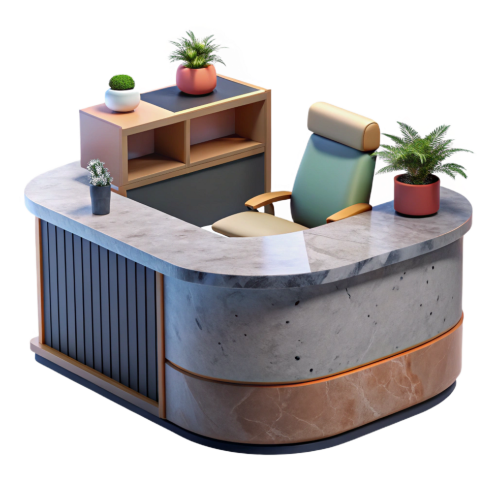 impressive vintage Modern Office Interior with Plants Cutout Element genuine png