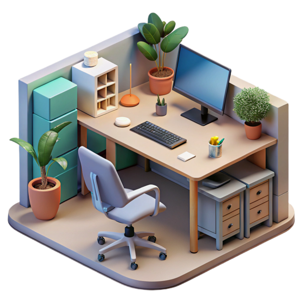 wonderful artistic Modern Office Interior Workspace Isolated authentic png