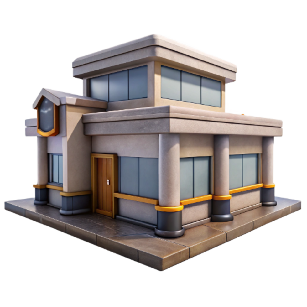 wonderful rustic Modern Research Facility Exterior Side View with Transparent Background professional png