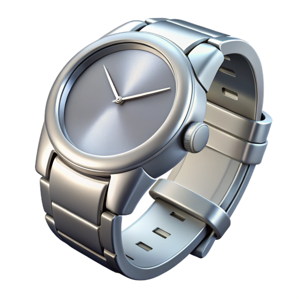 serene traditional Modern Silver Watch Isolated on Transparent Background genuine png