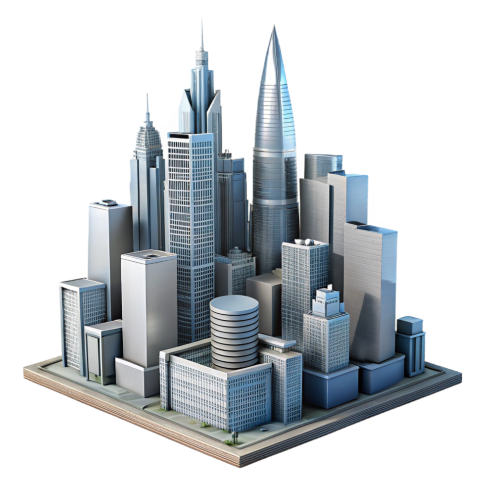 magnificent creative Modern Skyscraper Cityscape Isolated on Transparent Background detailed png