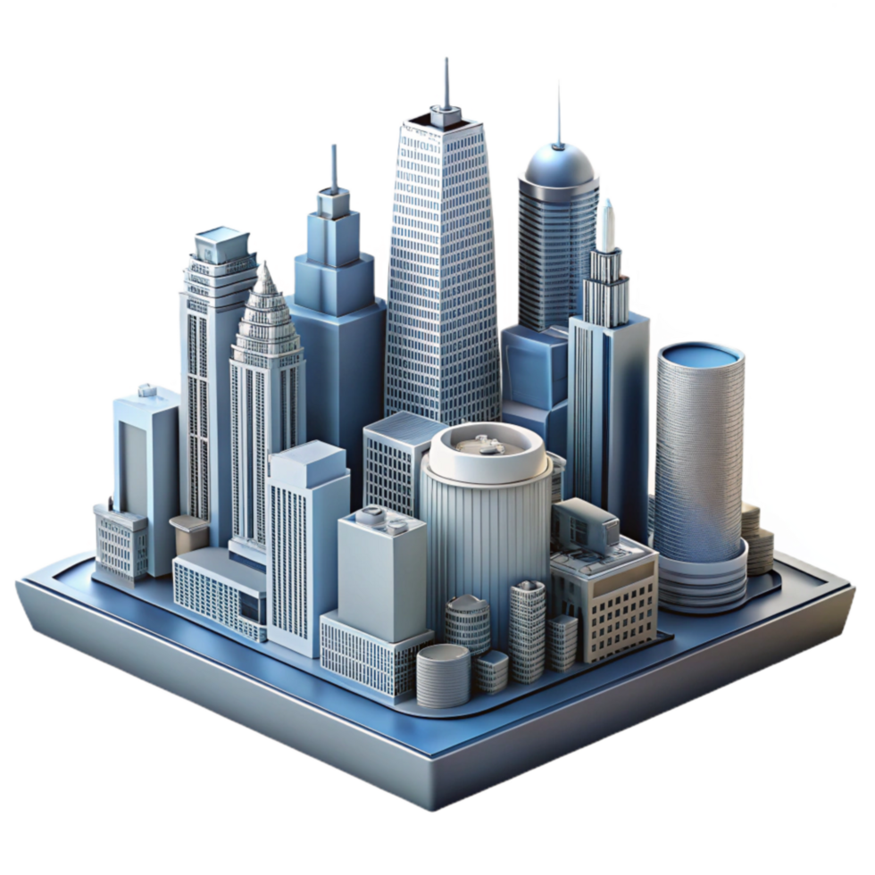 impressive modern Modern Skyscraper Cityscape Isolated on Transparent Background genuine png