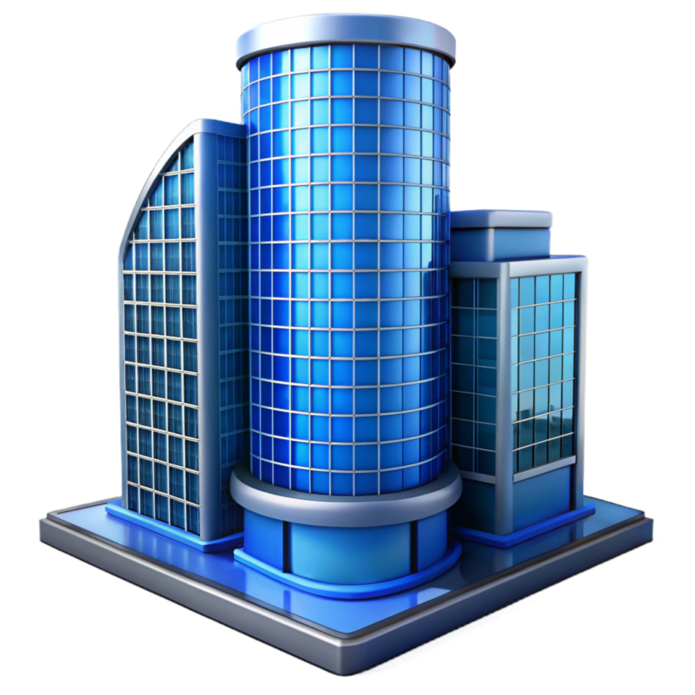 elegant vintage Modern Skyscraper with Blue Glass Cutout professional png