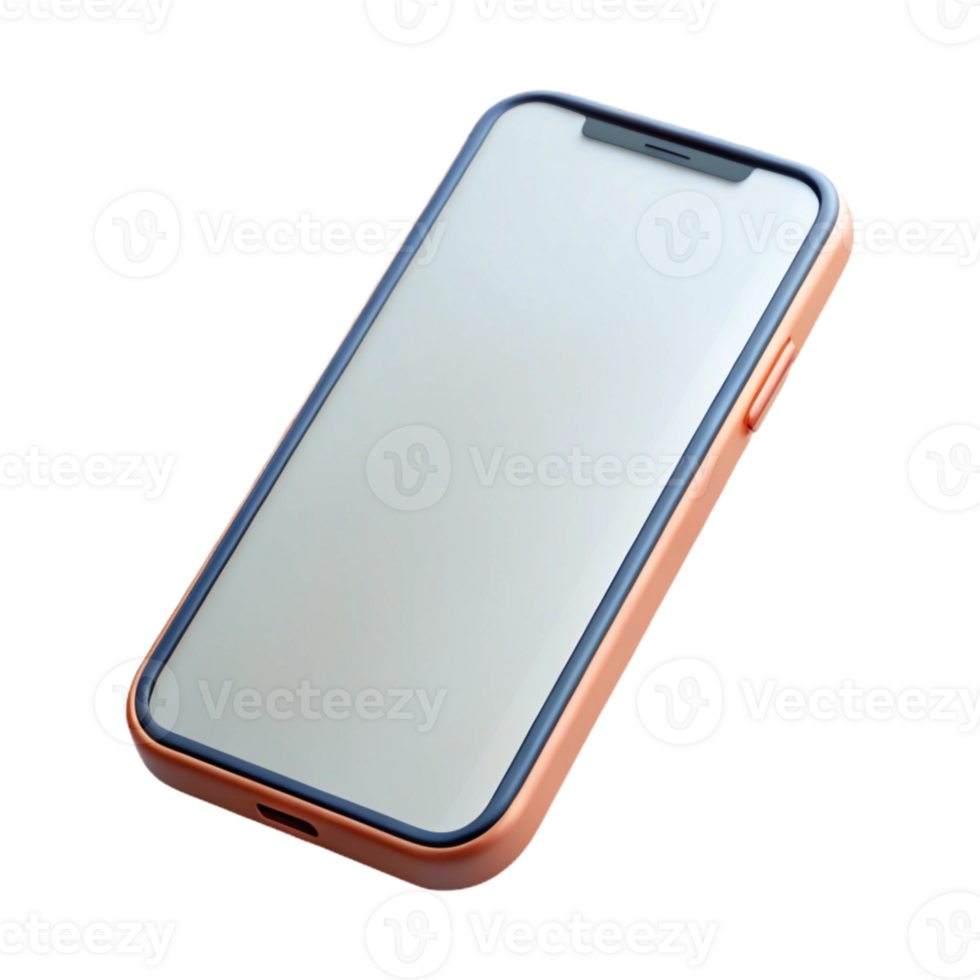 elegant rustic Modern Smartphone with Blank Screen Isolated on Transparent Background authentic png