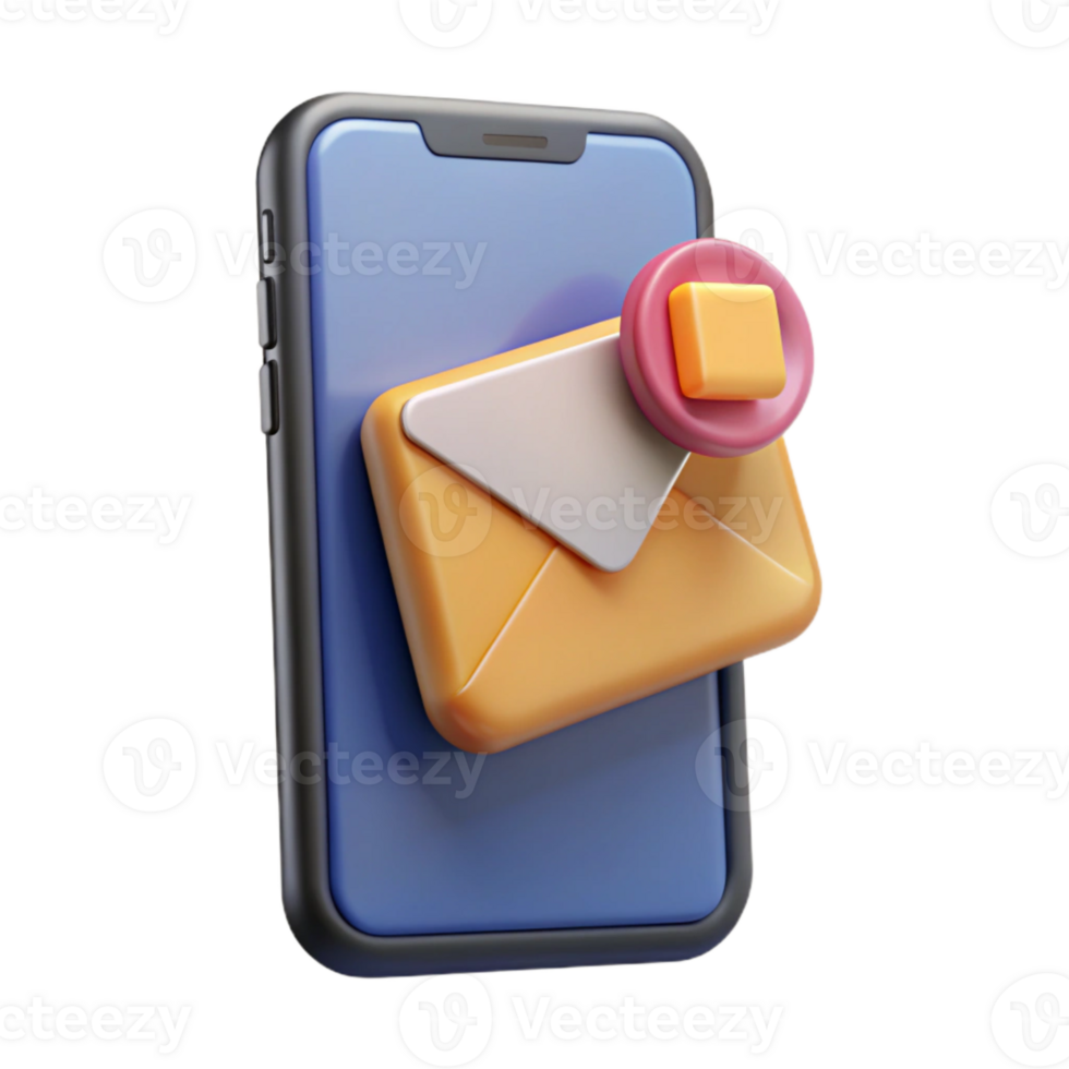 elegant vintage Modern Smartphone with Email Notification Isolated Element premium png