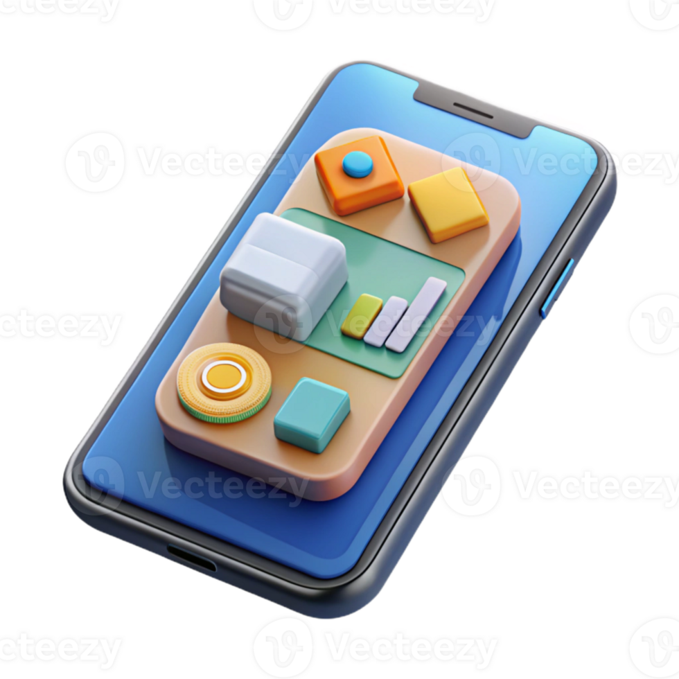 impressive creative Modern Smartphone with Business App Isolated png