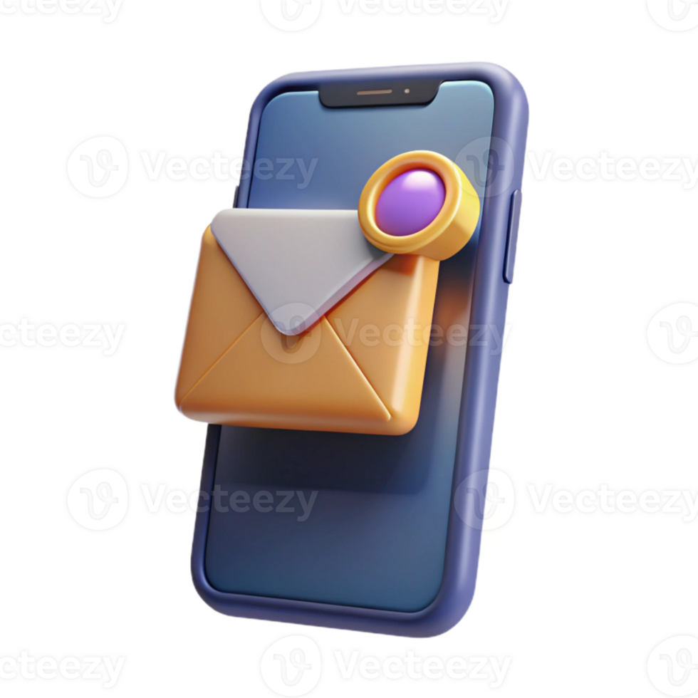 extraordinary classic Modern Smartphone with Email Notification Isolated Element high quality png