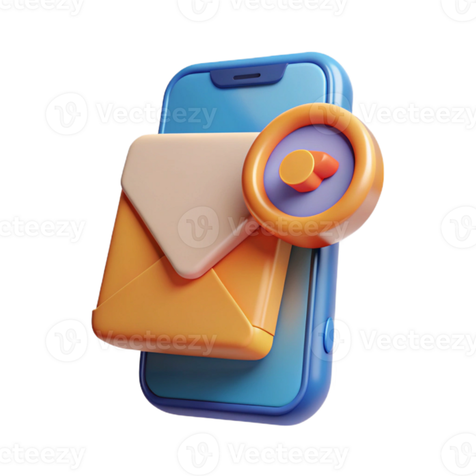 dramatic minimalist Modern Smartphone with Email Notification Isolated Element genuine png