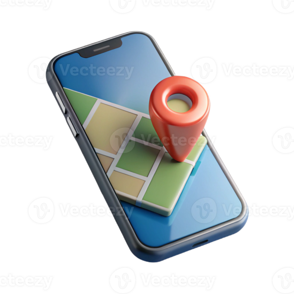 extraordinary traditional Modern Smartphone with Map App Perspective View Cutout authentic png