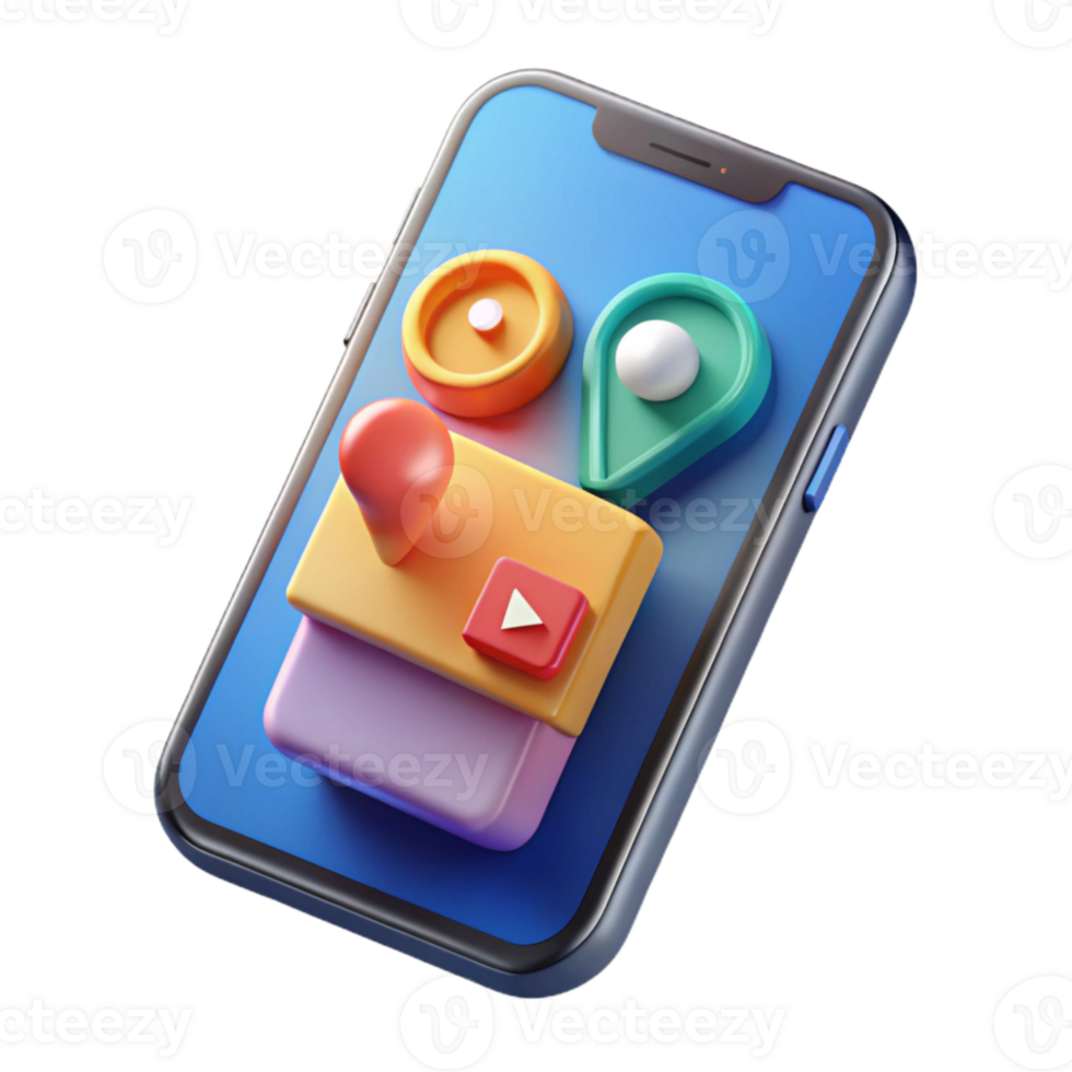 beautiful creative Modern Smartphone with Mobile Marketing App Transparent Background high quality png