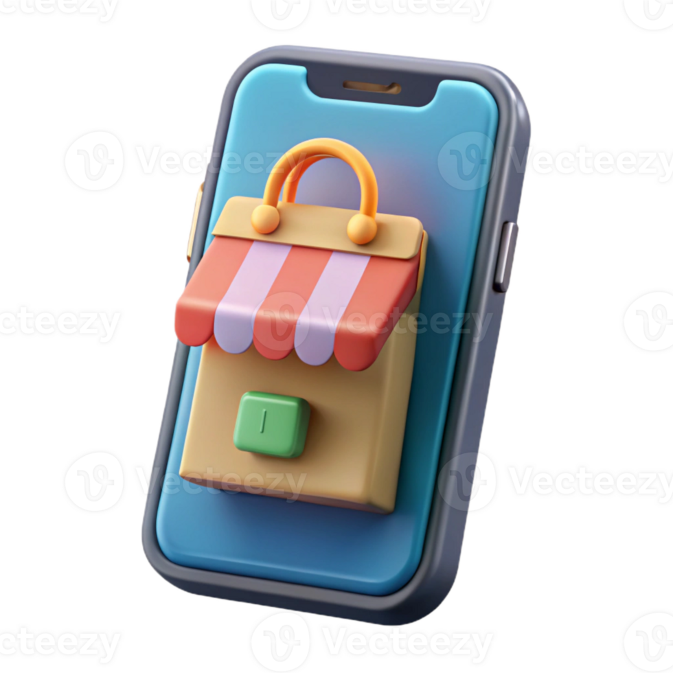 elegant classic Modern Smartphone with Shopping App Isolated high quality png