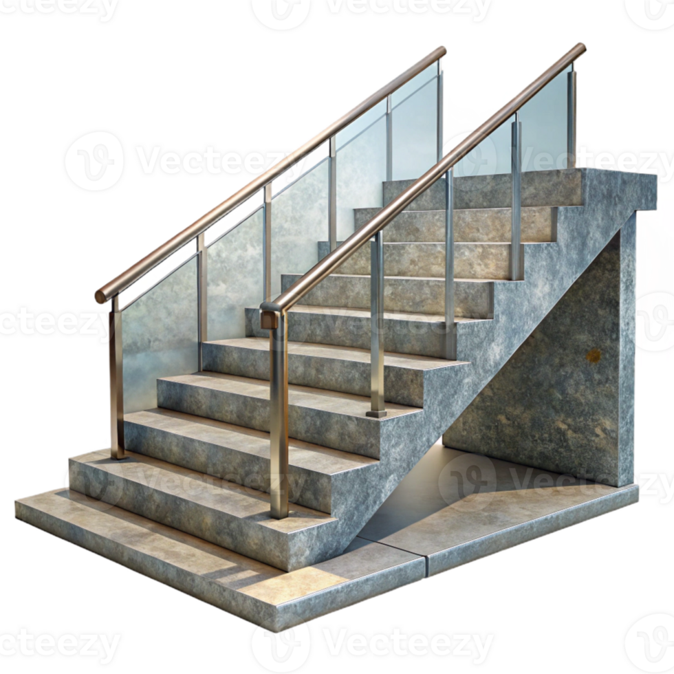vibrant classic Modern Staircase with Metal Railing Transparent Background high quality png