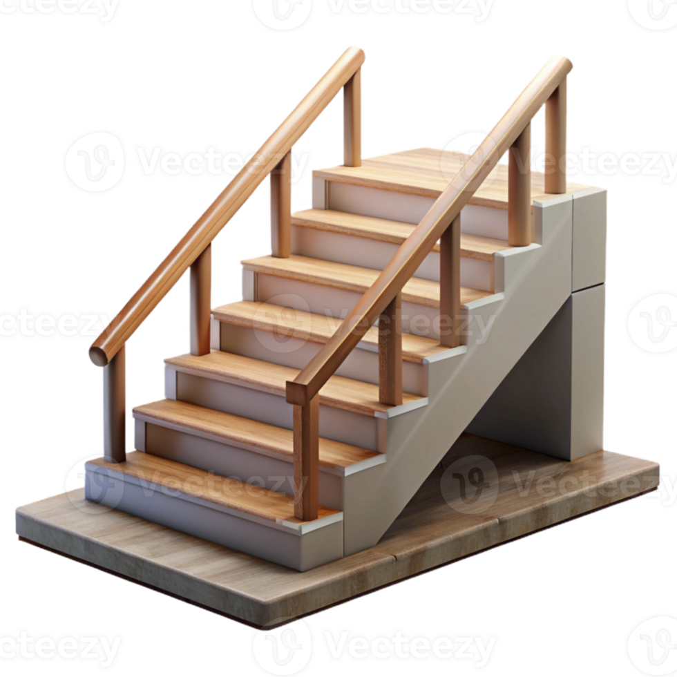 impressive vintage Modern Staircase with Wooden Railing Transparent genuine png