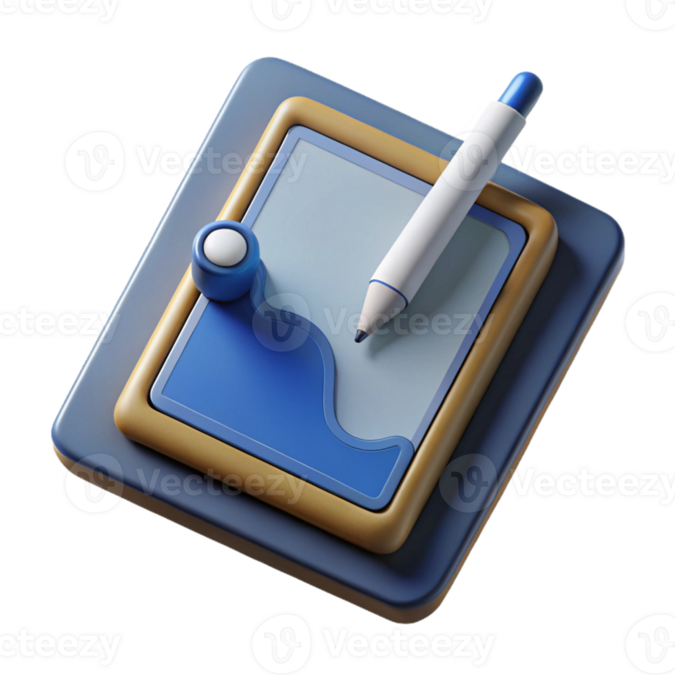 vibrant rustic Modern Tablet with Stylus Top View Isolated png