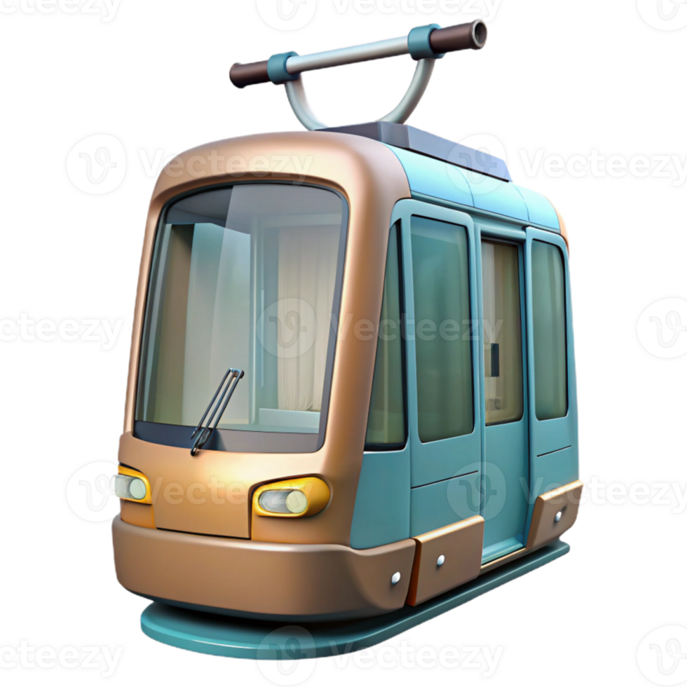 serene contemporary Modern Tram Front View Transparent Background high resolution png