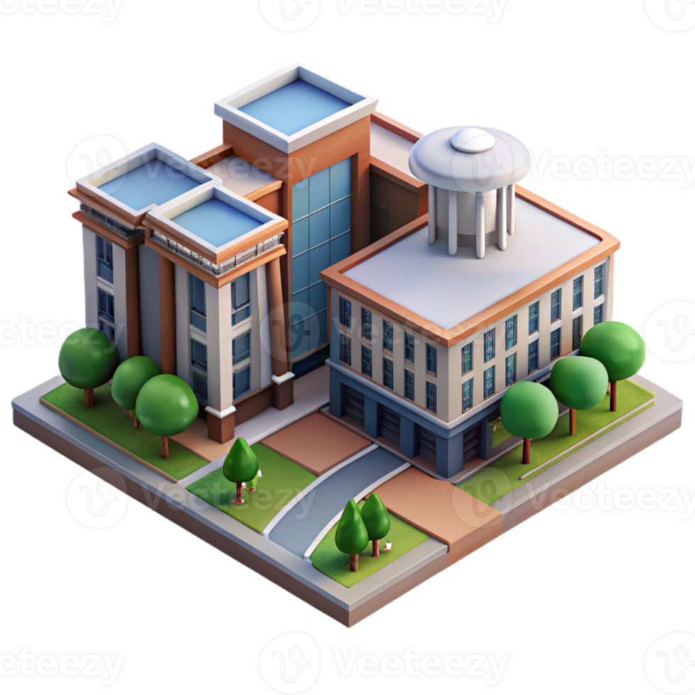 vibrant classic Modern University Campus with Buildings Transparent Background premium png