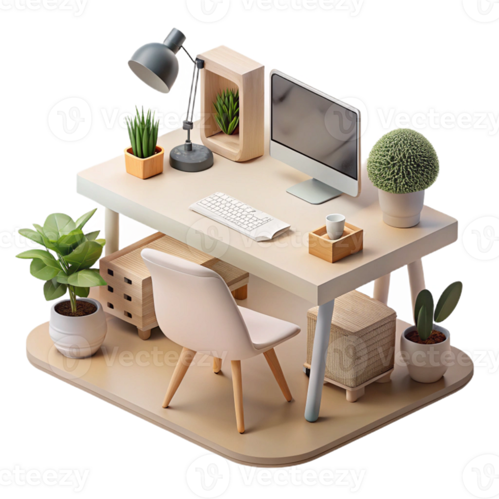 serene artistic Modern Workspace with Minimalist Design png
