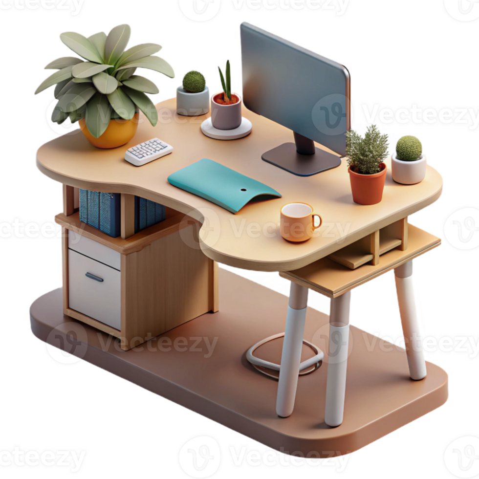 elegant modern Modern Workspace with Standing Desk premium png