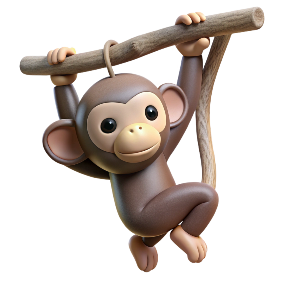 elegant traditional Monkey Hanging From Branch Isolated original png