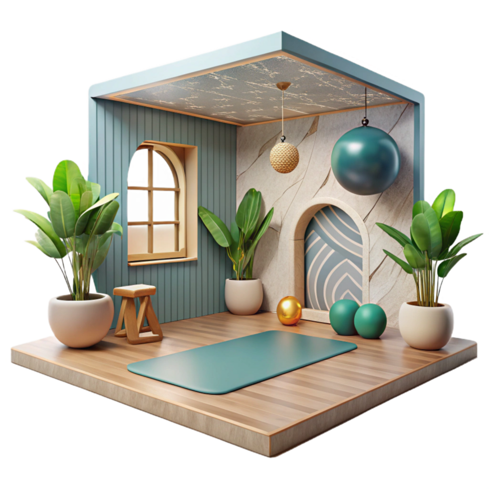 magnificent minimalist Modern Yoga Studio Interior Transparent Background exclusive png