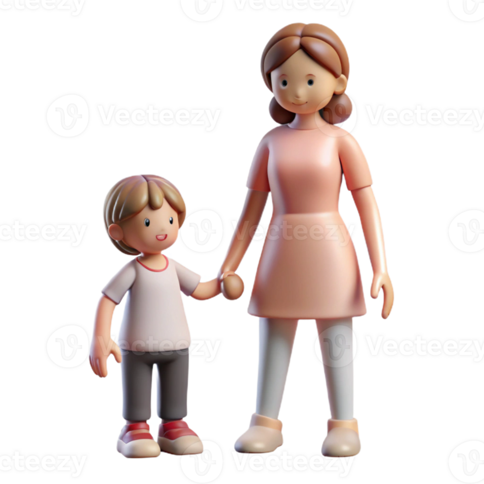 beautiful rustic Mother and Child Holding Hands Cutout with Soft Lighting detailed png
