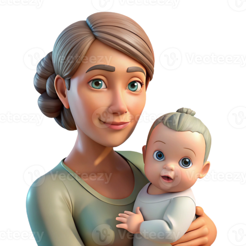 dramatic creative Mother Holding Baby Close Up Portrait Isolated original png