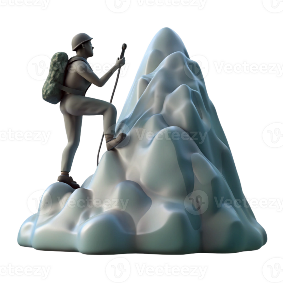 impressive vintage Mountain Climber Silhouette Against Sky Isolated original png