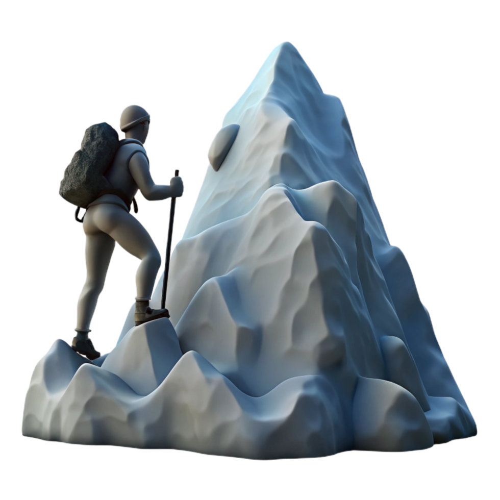 impressive contemporary Mountain Climber Silhouette Against Sky Isolated detailed png